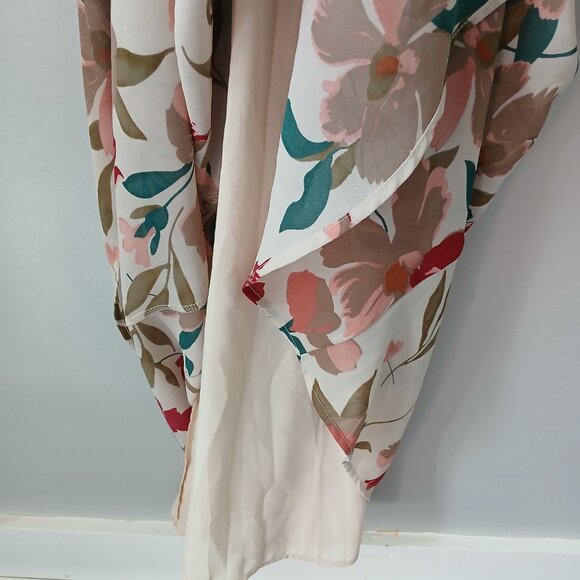 Lulu's Women's Size S Resounding Beauty Beige Floral Print Surplice Maxi Dress - Picture 10 of 16